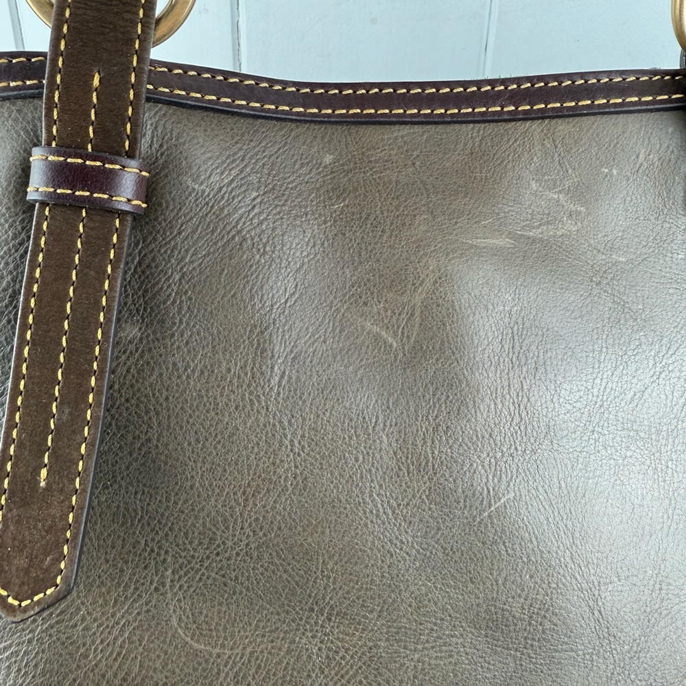 Dooney & Bourke Two-Tone Brown Leather Tote - Picture 6 of 9